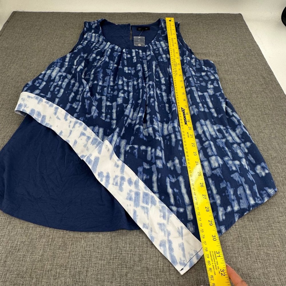 H By Halston Sleeveless Blouse Blue Layered Tie Dye 22W Brand New Polyester Rayo - Picture 4 of 11